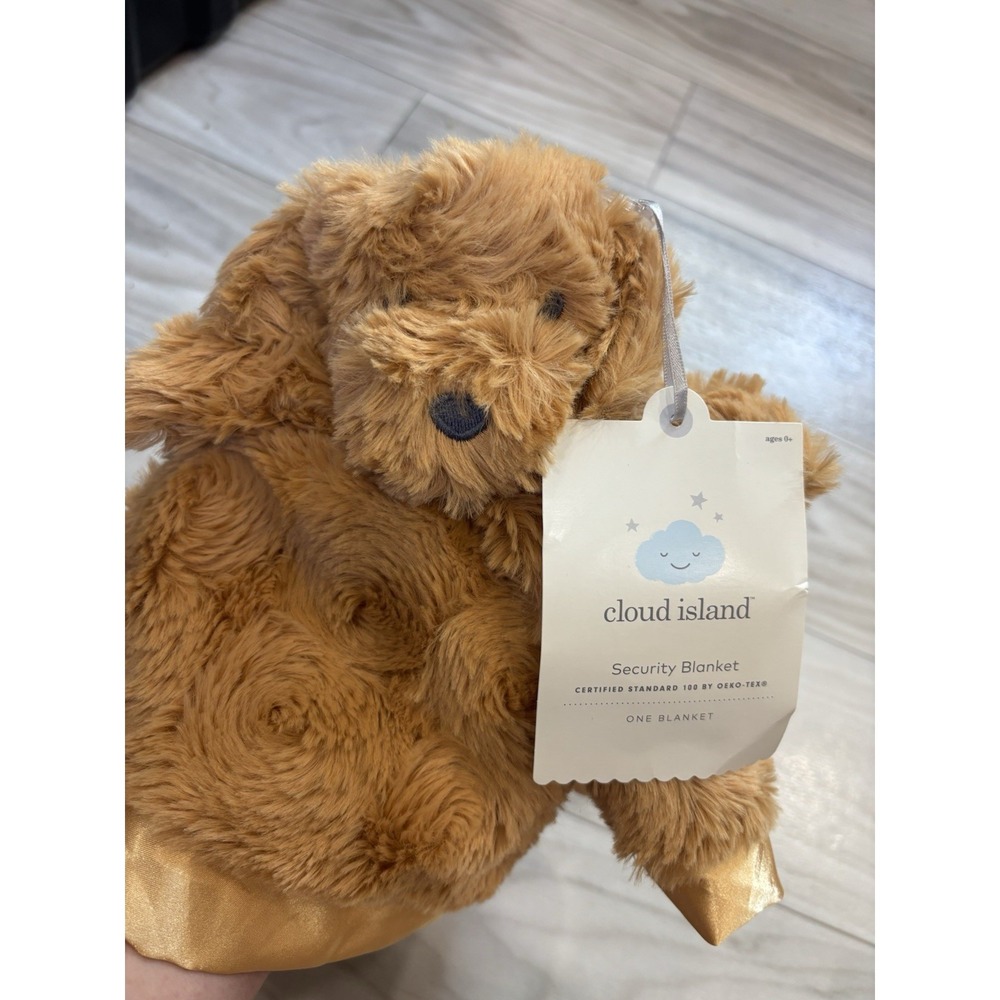 Cloud Island Brown Puppy Dog Security Blanket Baby Lovey Satin Trim Plush NEW
